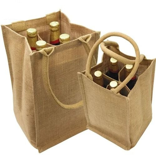 4 Compartment Jute Wine Bottle Bag