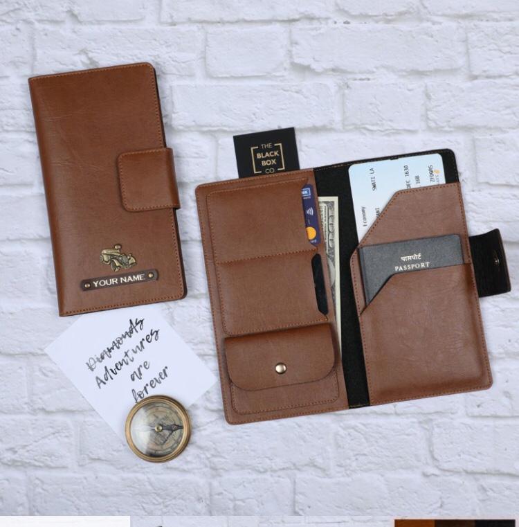 Plain Leather Passport Holder, Color : Brown