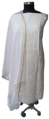 Cotton Chikankari Chanderi Unstitched Suit