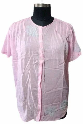 Ladies Cotton Plain Pink Shirt