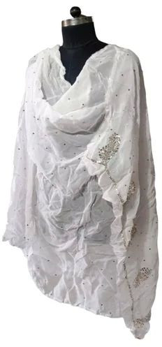 White Embroidered Casual Wear Dupatta