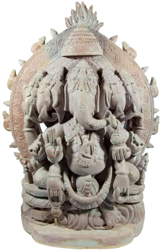 Carved Ganesha Stone Statue