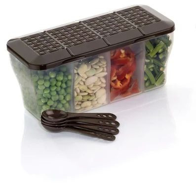 4 Section Plastic Kitchen Storage Container