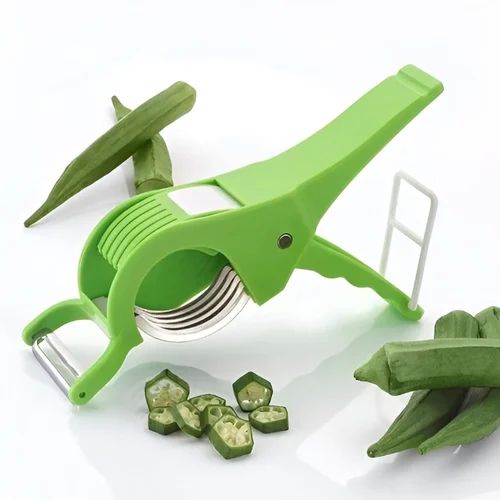 Green Plastic 2 in 1 Vegetable Cutter with Peeler