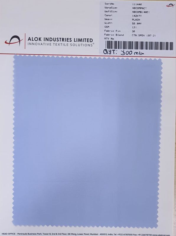 Cotton Shirting Fabric, Color : Blue
