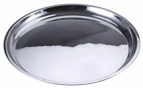 Polished Stainless Steel Serving Plate, Shape : Round