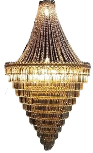 Polished Glass Golden Hanging Chandelier for Decoration