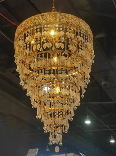 Polished Glass Stylish Hanging Chandelier for Decoration