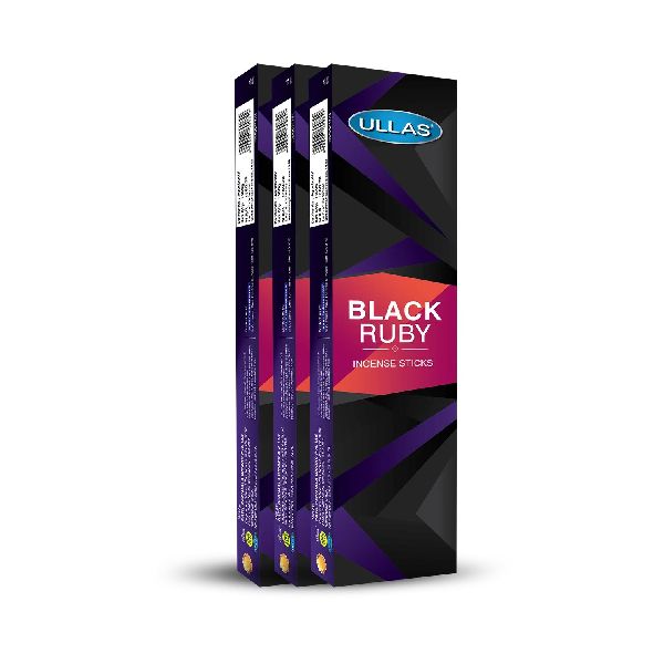 Ullas Black Ruby Agarbathi - Incense Sticks with Floral Fragrance - Pack of 3 (100g per pack)