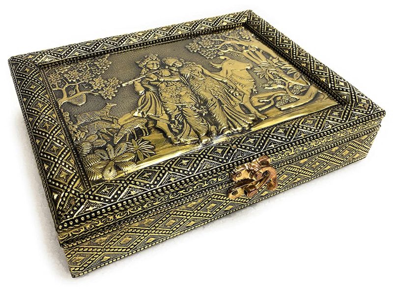 Wooden Radha Krishna design dry fruits box