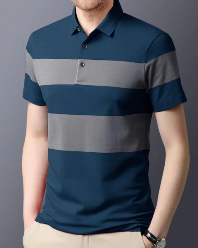 Striped Cotton Mens T-Shirt, Sleeve Style : Half Sleeve
