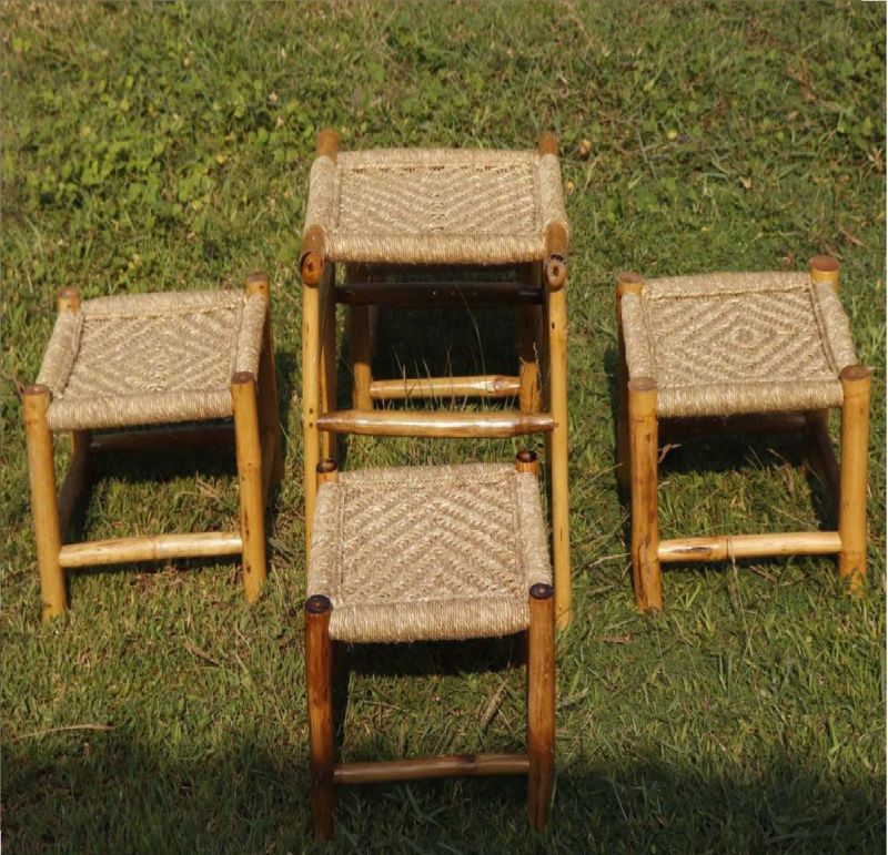 Bamboo Table Chair Set for Restaurant, Garden, Cafe