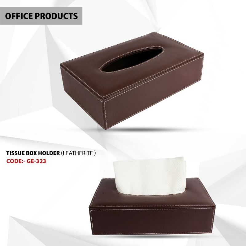 Plain Polished Leather Tissue Box Holder for Decoration