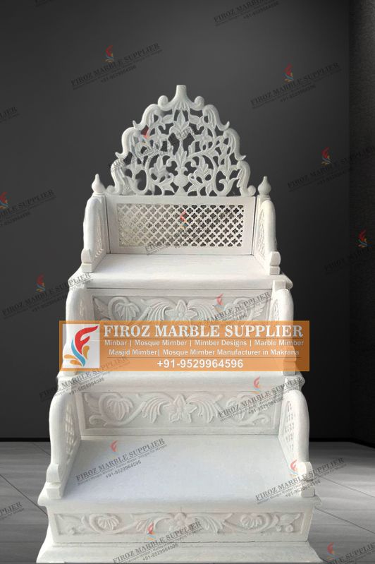 White semi polished marble mimber design, for mosque(masjid), Mounting Type : Floor Mounted