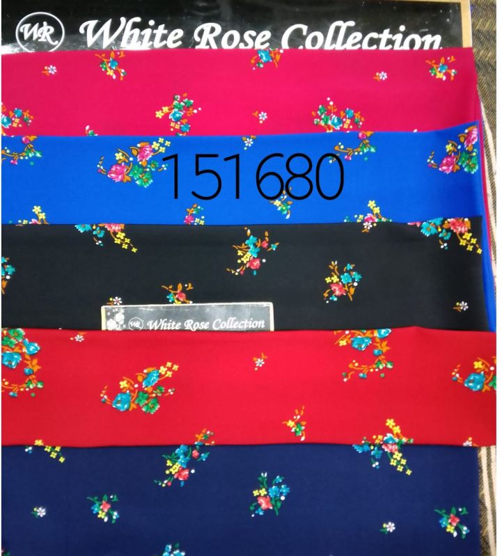 White Rose Polyester Fabric, For Ladies Lehangas, Kurties, Pattern : Plain