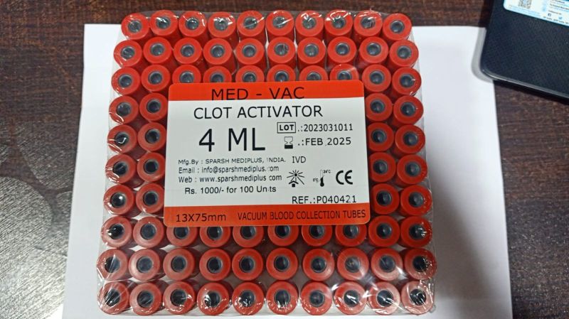 Msv Plastic Vacutainer Clot Activator Tube For Hospitals, Lab