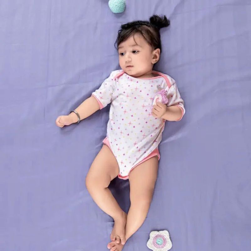 Printed Round Cotton Baby Girl Romper, Packaging Type : Plastic Bag