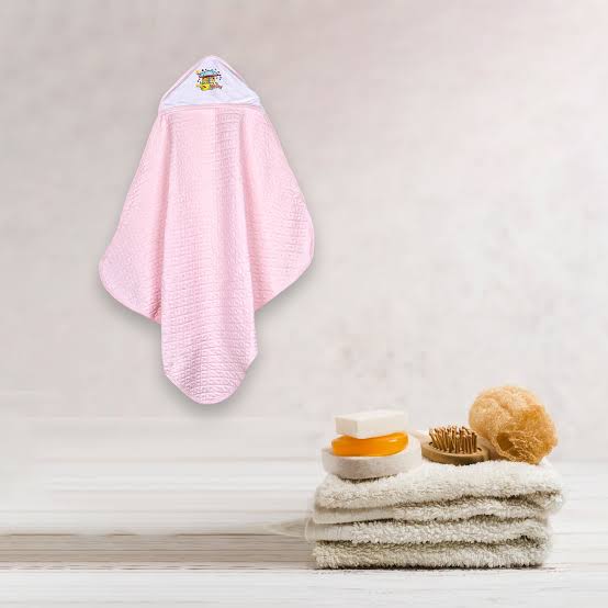 Plain Terry Cotton Baby Hooded Towel, Color : Pink