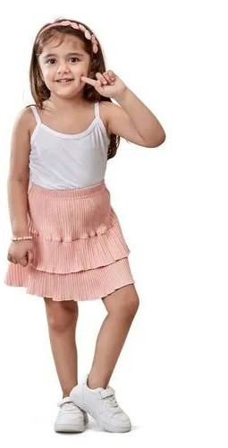 Plain Polyester Girls Short Skirt, Color : Pink