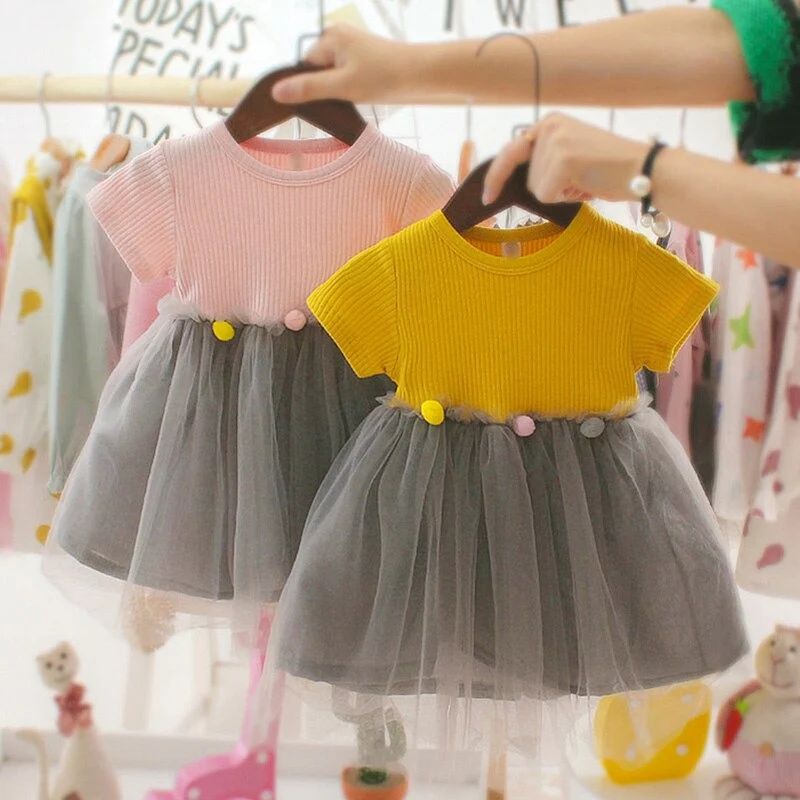 Plain Round Neck Nylon Toddler Girls Fancy Dress, Sleeve Type : Half Sleeves