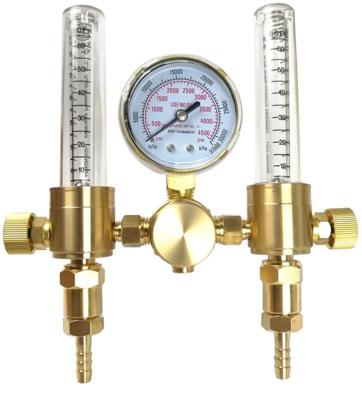 Semi Automatic Brass Argon Flowmeter Regulator, Color : Golden