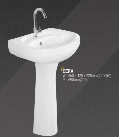 Cera Ceramic Pedestal Wash Basin for Home, Hotel, Restaurant