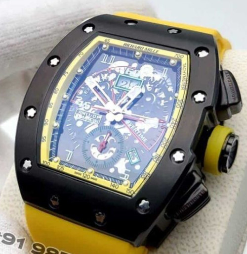 Richard Mille RM 11-01 Roberto Mancini Flyback Chronograph Yellow Rubber Strap Watch