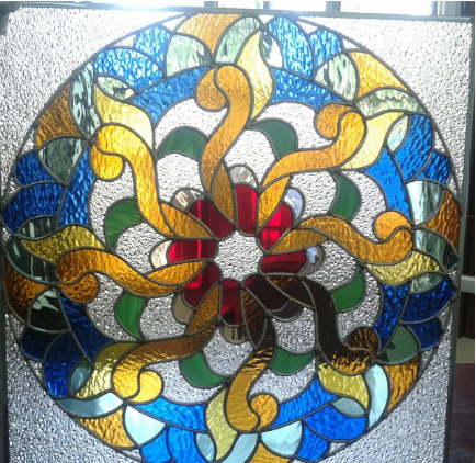 Wood Polished Multicolored Stained Glass Window, for Home, Office, Bathroom, Hotel, Window Width (in mm) : Customized