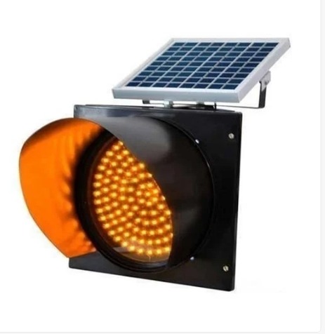 Mild Steel Solar Traffic Light, LED Color : Orange