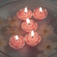 Glossy Paraffin Wax Pink Rose Floating Candles, Speciality : Smokeless, Fine Finished, Attractive Pattern