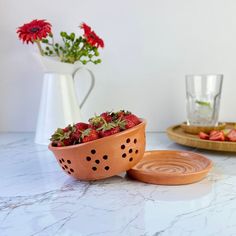 Terracotta Bowl with Saucer, Color : Brown