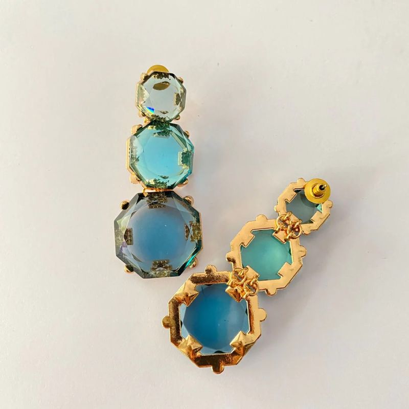 Polished Blue AD Stone Earrings, Gender : Female