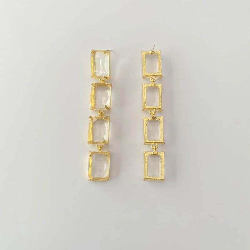 Polished Gold Plated Crystal Earrings, Gender : Female