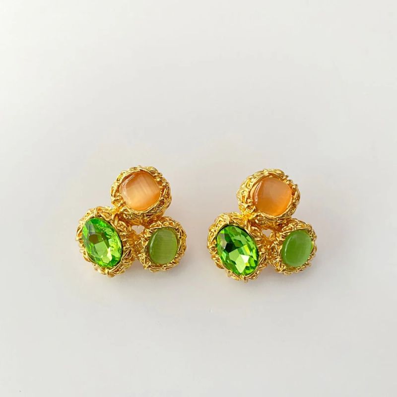 Polished Gold Plated Emerald Earrings, Gender : Female