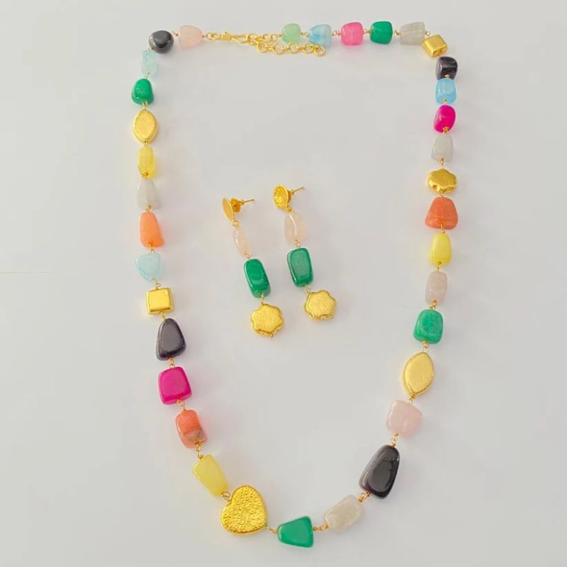 Multi Bead Golden Necklace Set, Gender : Female