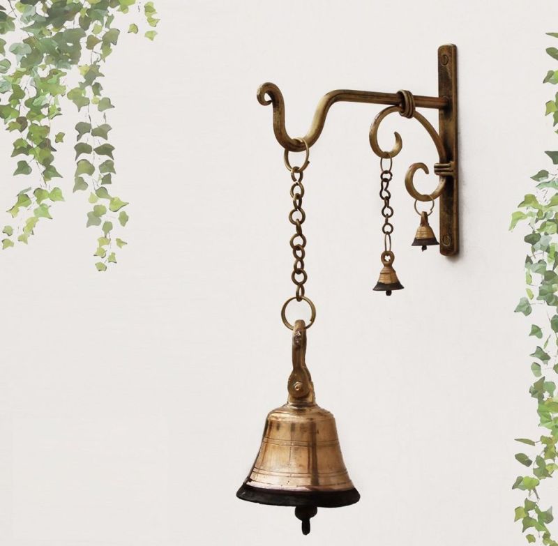 Polished Brass Antique Wall Hanging Bell for Decoration