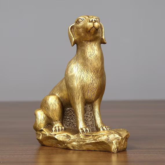 Polished Brass Dog Statue for Decoration