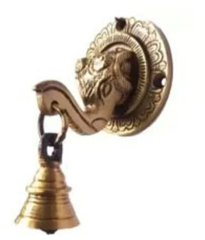 Polished Brass Wall Hanging Bell for Home, Temple
