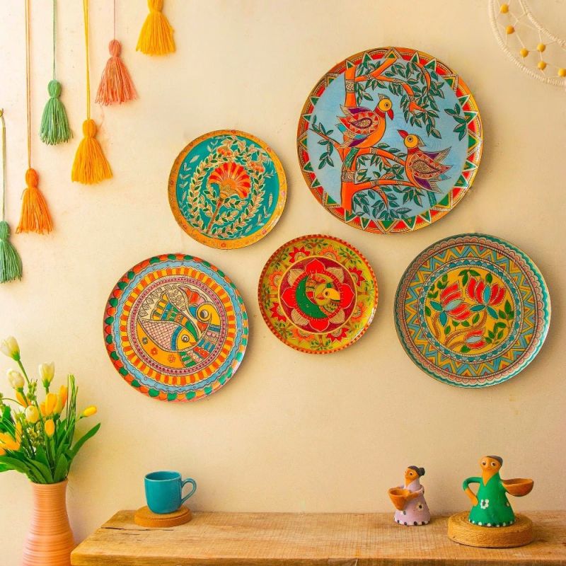 Metal Madhubani Wall Plates for Decoration