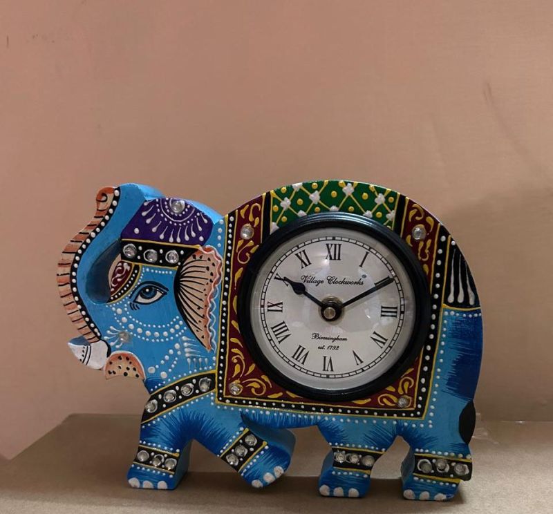 Hardwoods Wooden Elephant Wall Clock for Decoration