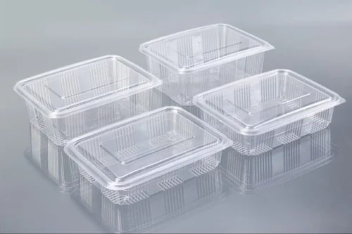 450 ml Square PET Hinged Container for Food Storage