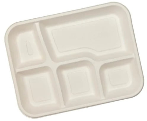 5 Compartment Sugarcane Bagasse Tray