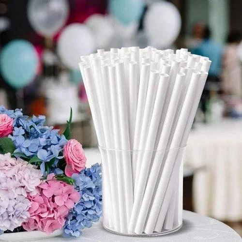 8 mm White Paper Drinking Straws