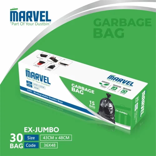 Marvel Plastic Plain Extra Jumbo Garbage Bags for Commercial, Household, Medical