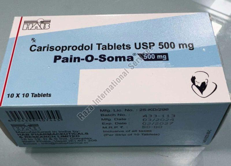 Pain O Soma 500mg Tablets, Medicine Type : Allopathic