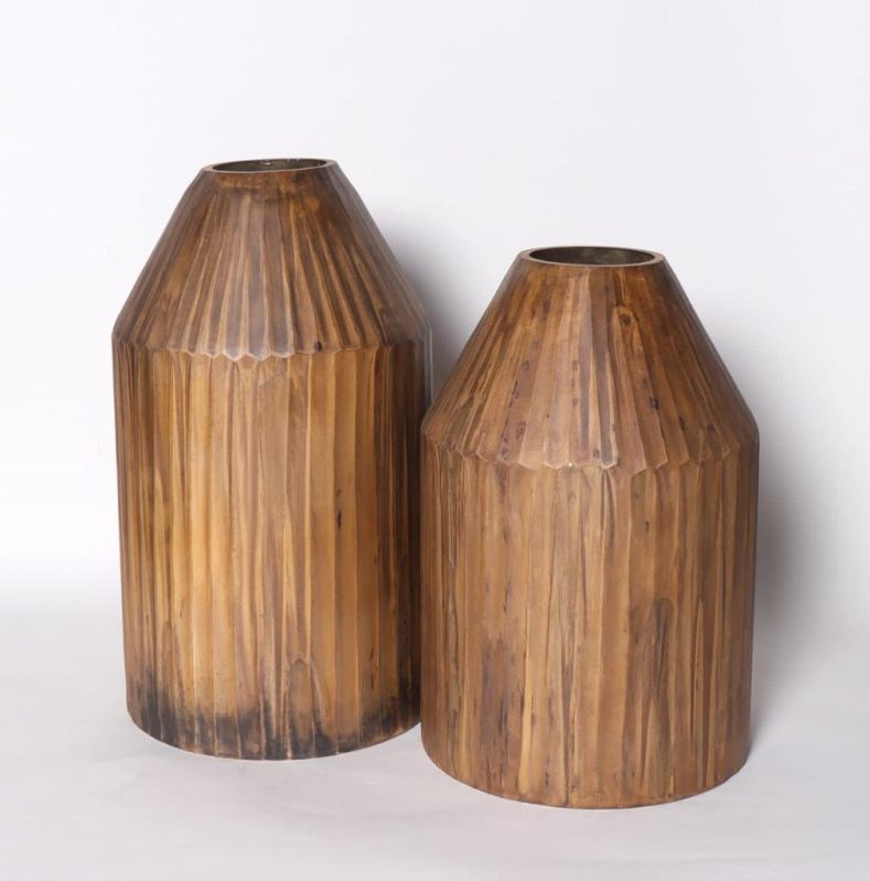 Plain Wooden Flower Vase, Shape : Round Shaped