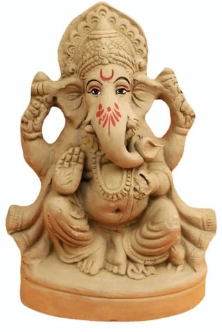 Polished Carved Terracotta Ganesha Statue for Religious Purpose