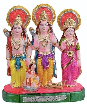Polished Clay Painted Terracotta Ram Darbar Statue for Home, Temple