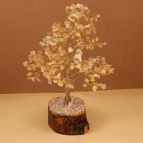 Natural Crystal Citrine Tree, Color : Golden