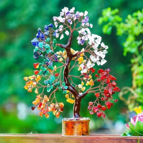 Stone Seven Chakra Crystal Tree for Interior Decor